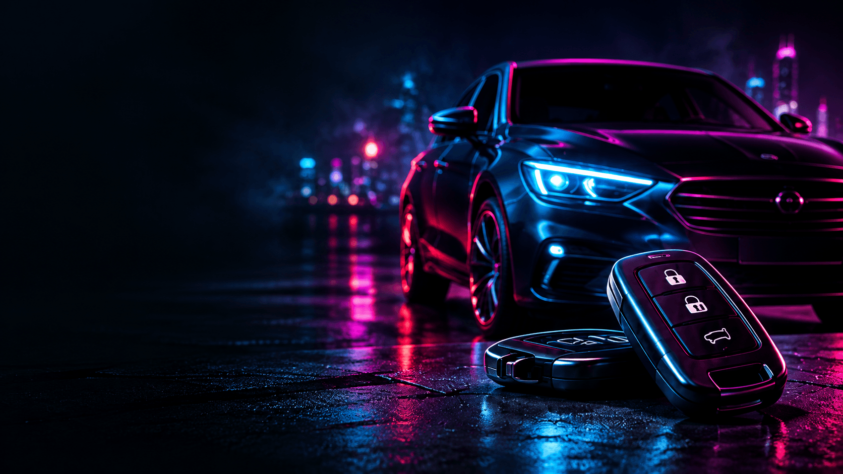 Mobile automotive locksmith service at night